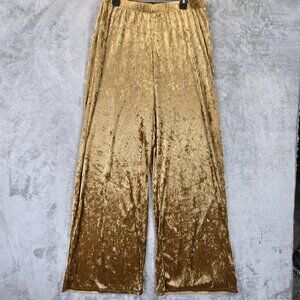 Forever 21 Pants Womens Size 2X Mustard Gold Velvet Wide Leg Plus Size Stretchy